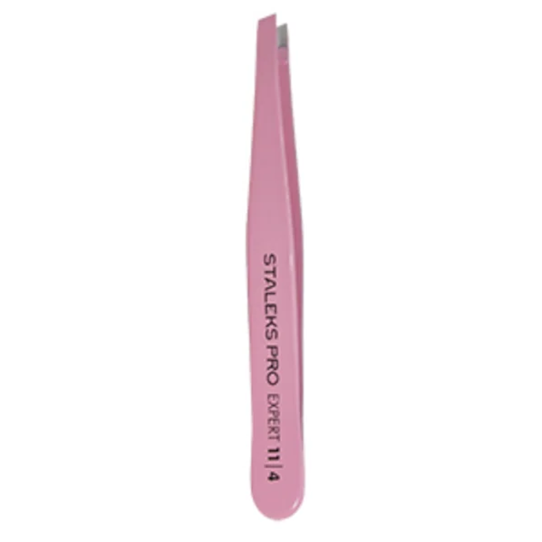 Pinça de Sobrancelha Staleks Pro - Série Expert - Chanfrada - TE-11-4- Rosa