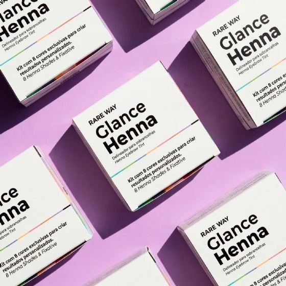 Kit Henna para Sobrancelhas Glance 8 Cores + Fixador Rare Way