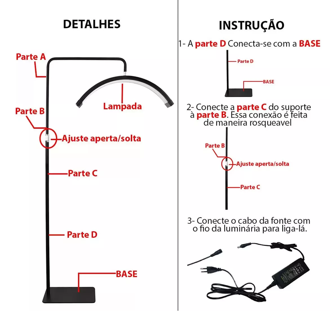 Luminária Meia-Lua com suporte para celular