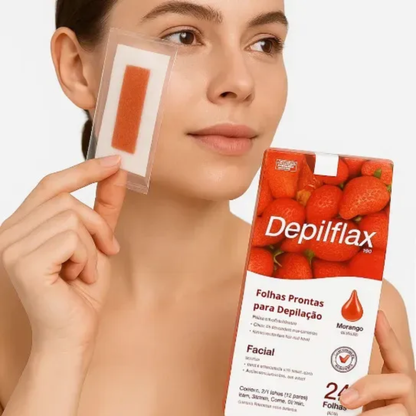 Depilflax Folhas Prontas Para Depilação Corporal Morango com 20 folhas