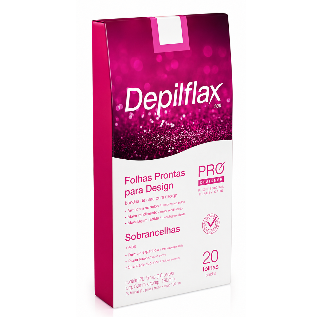 Depilflax Folhas Prontas Para Depilação Sobrancelhas Roxo com 20 folhas