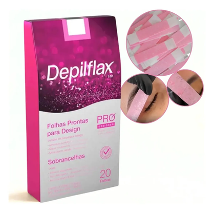 Depilflax Folhas Prontas Para Depilação Sobrancelhas Roxo com 20 folhas