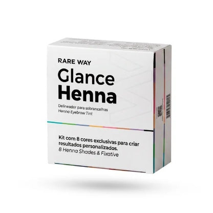 Kit Henna para Sobrancelhas Glance 8 Cores + Fixador Rare Way