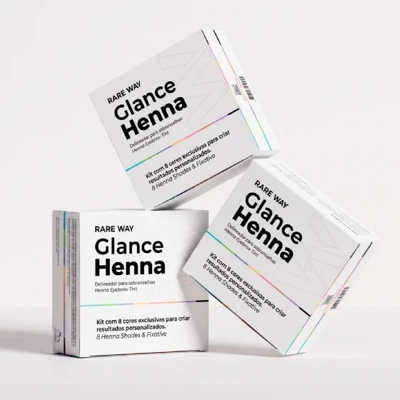 Kit Henna para Sobrancelhas Glance 8 Cores + Fixador Rare Way
