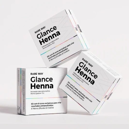 Kit Henna para Sobrancelhas Glance 8 Cores + Fixador Rare Way