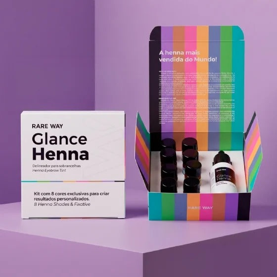 Kit Henna para Sobrancelhas Glance 8 Cores + Fixador Rare Way