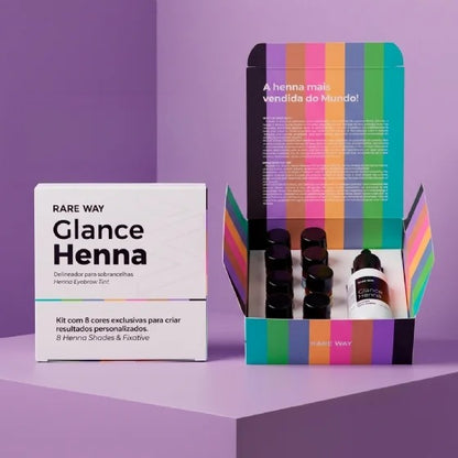 Kit Henna para Sobrancelhas Glance 8 Cores + Fixador Rare Way