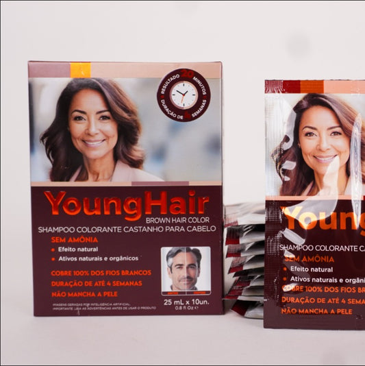 Shampoo Tonalizante Cor Marrom Sachês - Cabelo Jovem