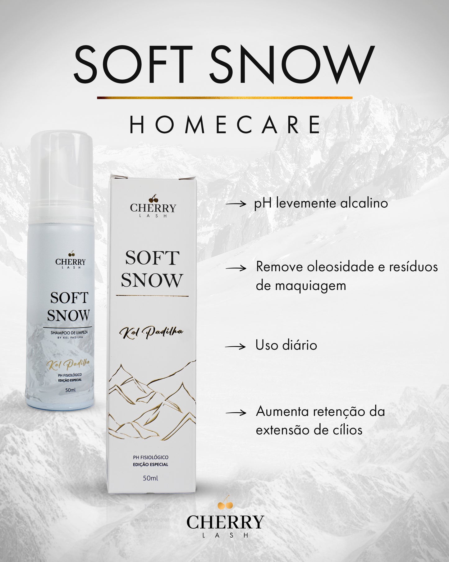 Espuma de Limpeza Cherry Lash Soft Snow - Home Care